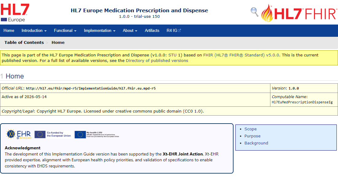 HL7 Europe has published Medication Prescription and Dispense (MPD) HL7 FHIR Implementation Guides